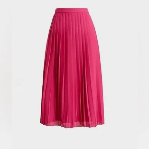J. Crew Radiant Fuchsia Long Lined Pleated Midi Skirt Size 4 - Picture 1 of 12